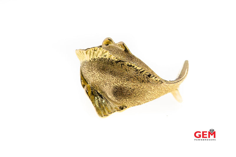 Urart Trout Fish Fisherman Nautical 18K 750 Yellow Gold Ring Size 3 3/4