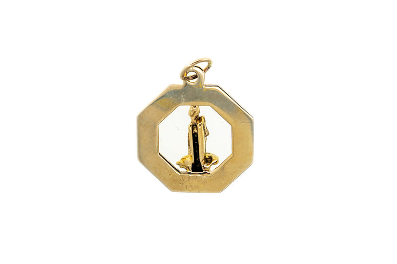Jeanor Merry Christmas Happy Holidays Candle Charm 14K 585 Yellow Gold Pendant