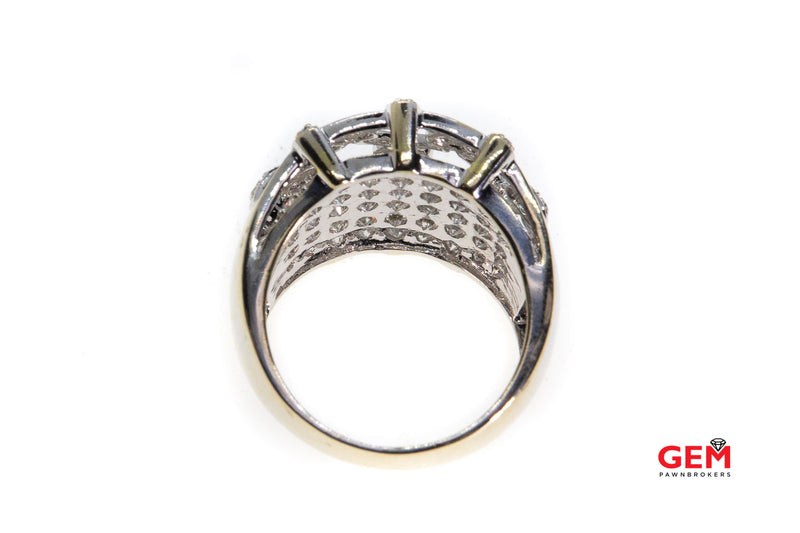 Wave Diamond Cage JCR 18k 750 White Gold Diamond Wide Band Ring Size 8