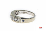 Vera Wang Love Diamond & Sapphire Accent Band 14K 585 White Gold Ring Sz 11 3/4