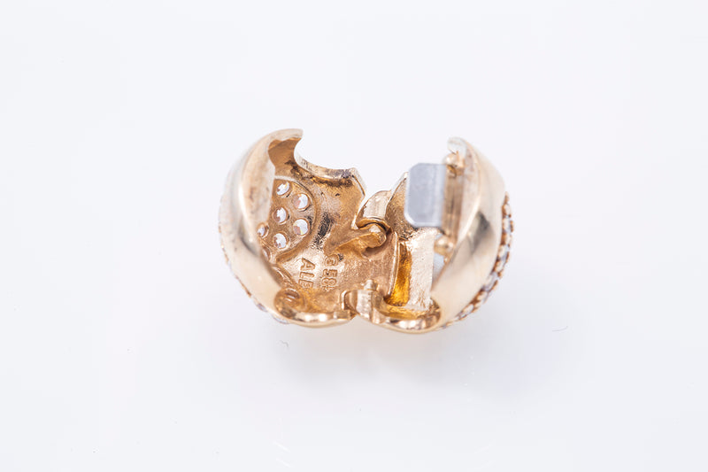 Pandora Pave Heart Clip Bead Clip Charm CZ 14k G585 Yellow Gold D
