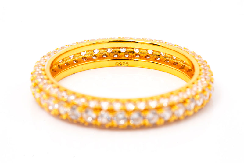 Cubic Zirconia Pave CZ Triple Row Stackable Eternity Band Ring Size 10 925 Sterling Silver