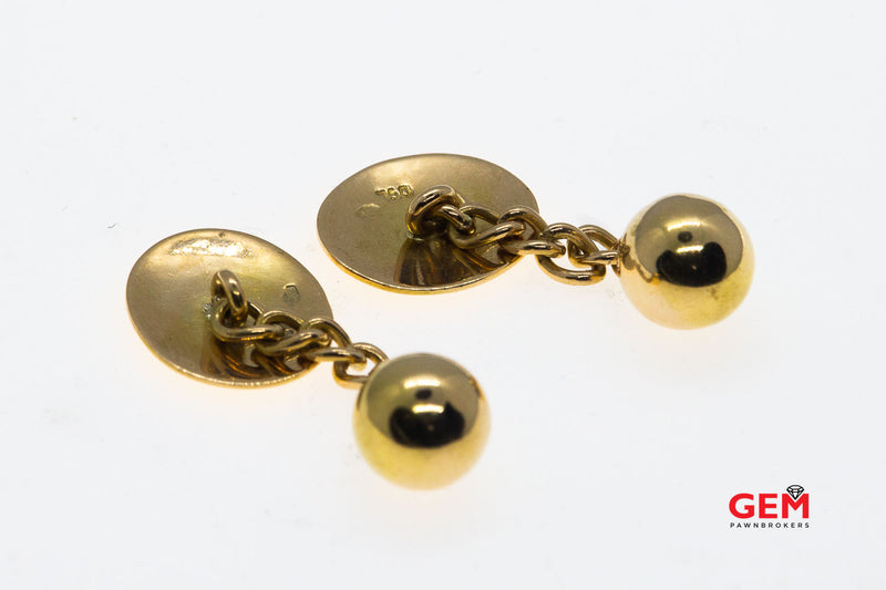 Antique 18k 750 Italian Button Gold Yellow Gold Tuxedo French Cuff Dress Cufflinks