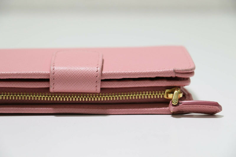 What Goes Around Comes Around Prada Pink Saffiano Zip Around Wallet