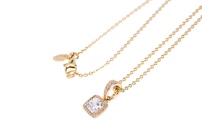 Pandora ALE Timeless Elegance Chain Link 14K 585 Yellow Gold CZ Pendant Necklace