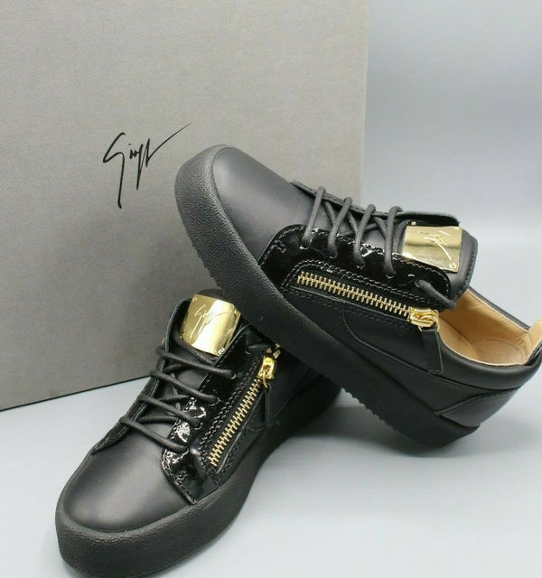 Giuseppe Zanotti May London Low-Top Black w/Gold Trim Size 36.5 EUR / 5.5 US