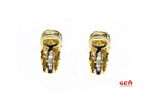 Italian Diamond Cluster Clip On Solid 18K 750 Yellow & White Gold Earrings