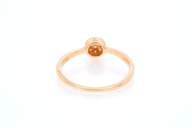 SNJ Geometric Stackable Circle Diamond 14k 585 Rose Gold Band Ring Size 7