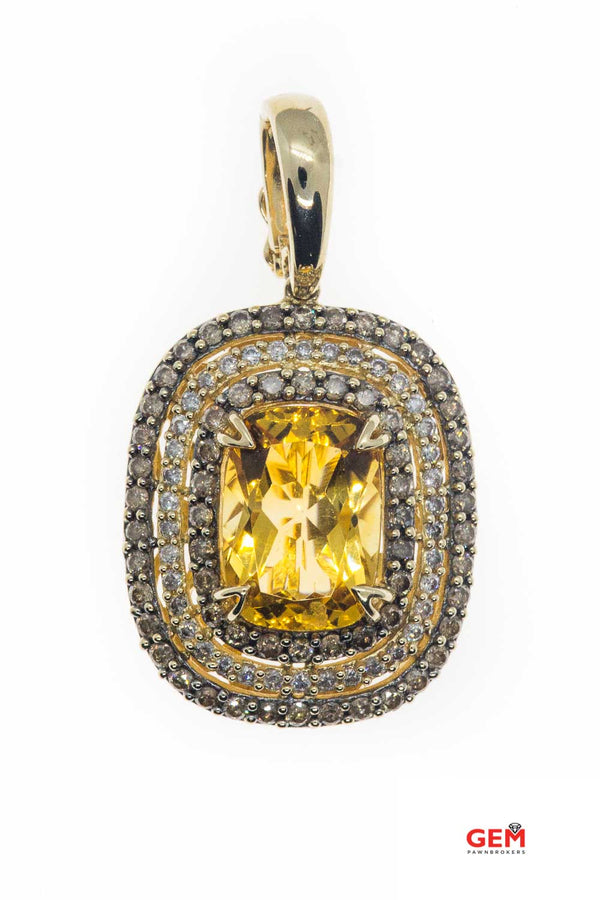 Effy Gold Citrine & Diamond Halo Accent Charm 14K 585 Yellow Gold Pendant