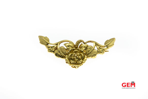 Victorian Daisy Vine Flower Floral Yellow Gold 10k 417 Lapel Pin Brooch