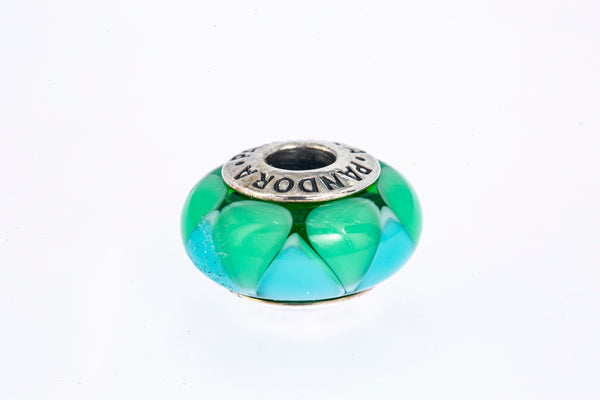 Pandora Murano Glass Green & Blue Tear Drop Sterling Silver 925 Bead Charm