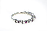 Pink Cubic Zirconia & Heart Accent Line Band 9K 375 White Gold Ring Size 6