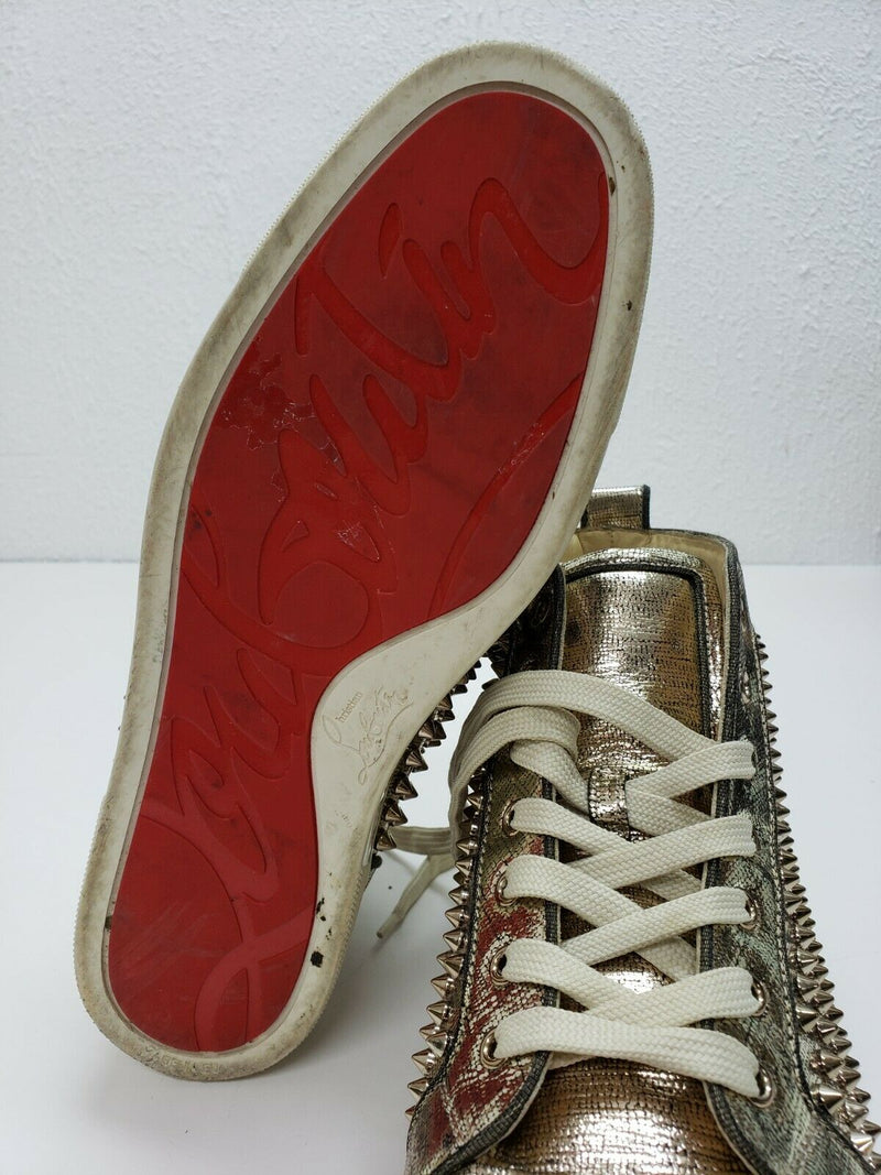 Christian Louboutin Louis Orlato Suede Spikes Red Sneakers New