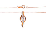 Thin Rope Chain Diamond Swirl Pave Pendant 10K 417 Rose Gold Necklace