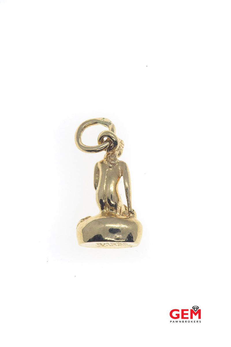 Signed Bernhard Hertz Vintage Denmark Mermaid 14kt Yellow Gold Charm 585