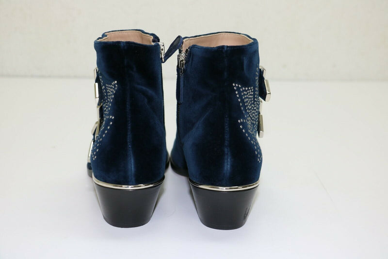 Chloe: Susanna Blue Lagoon - Silver Studded Ankle Boots - Sz: 36.5 - IA702