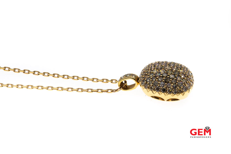 Cognac Diamond Cluster Cushion Charm 1.3mm Oval Chain Link 18K 750 Rose Gold 20" Necklacke & Pendant