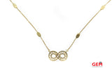 Dyadema Station Infinity Pendant Cubic Zirconia 14K 585 Yellow Gold 19" Necklace