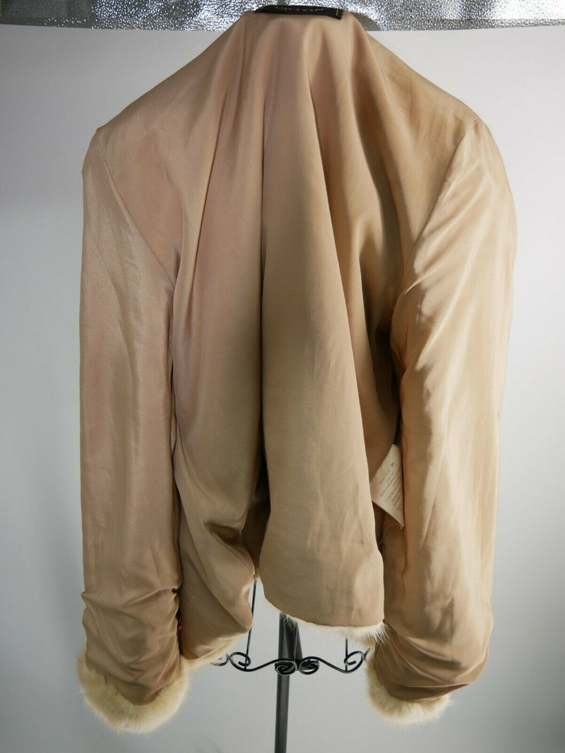 Erton Italy Mink Womens Hooded Coat Real Fur 0060385 Mustela Vison Size 44