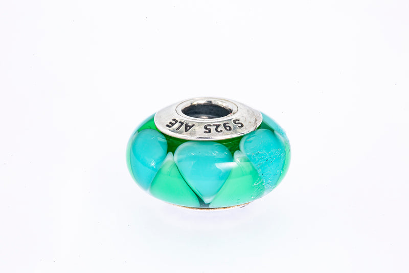 Pandora Murano Glass Green & Blue Tear Drop Sterling Silver 925 Bead Charm