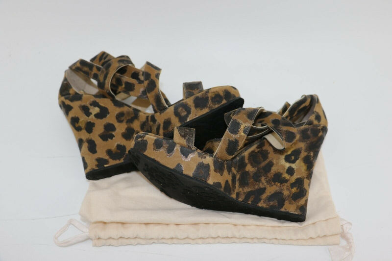 Jimmy Choo Leopard Print Wedge Sandals Size 38/9