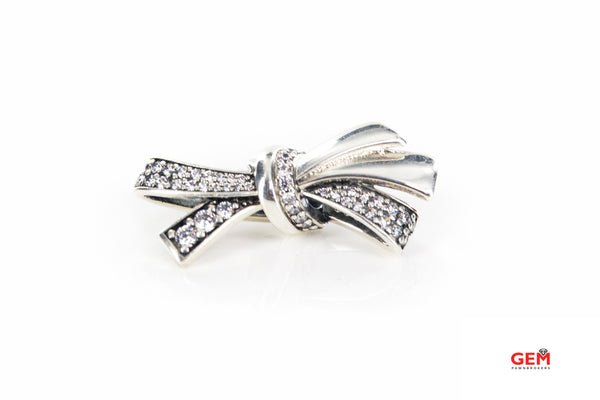 Pandora ALE Brilliant Bow Clear Cubic Zirconia Charm 925 Sterling Silver Pendant