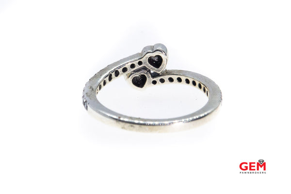 Pandora ALE Cubic Zirconia Two Sparkling Hearts Entwined 925 Sterling Silver CZ Ring Talla 6 EU 52
