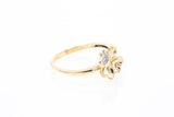 Cubic Zirconia Four Leaf Clover 14k 585 Yellow Gold Ring Size 7
