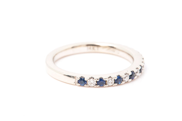 Vera Wang Love 14k 585 White Gold Diamond & Sapphire Stackable Wedding Band Ring Size 4.5