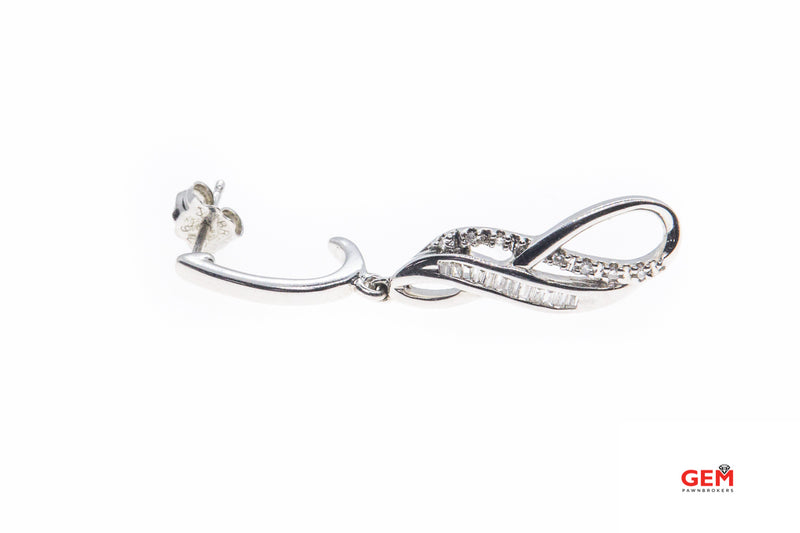 Jane Seymour Kay Diamond Pave Drop 925 Sterling Silver Pair Dangle Earrings