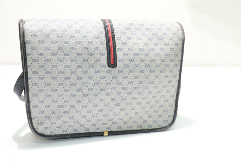 Gucci, Bags, Gucci Vintage Monogram Gg Blue Red Stripe Crossbody Bag