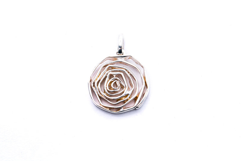 Jorge Revilla Coiled Modernist Rose Charm 925 Sterling Silver Abstract Pendant