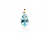 Blue Topaz Pear Shape Drop Pendant Charm 18k 750 Yellow Gold