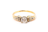 Antique Edwardian Diamond Solitaire Wedding Ring 14k 585 Yellow White Gold