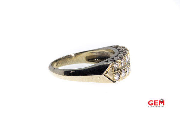 Antique 2 Row Diamond Milgrain Accent Diamond 14K 585 White Gold Ring Size 7