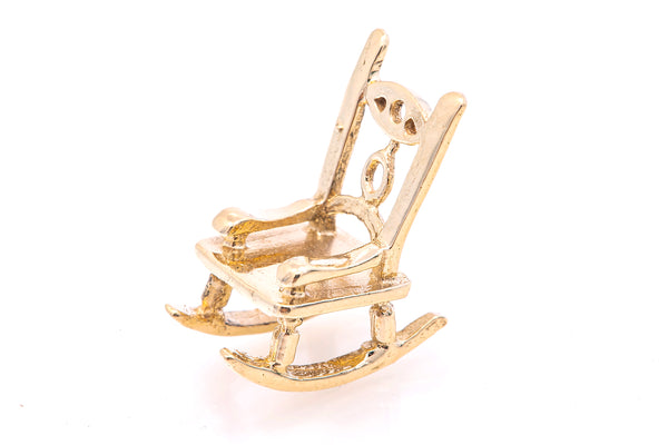 Vintage Rocking Arm Chair Solid 14k 585 Yellow Gold Charm Pendant