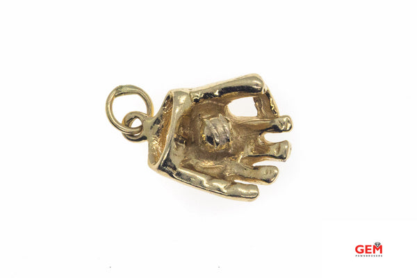 MLB Vintage Baseball Glove Catchers Mitt Drop Charm 14K 585 Yellow Gold Pendant