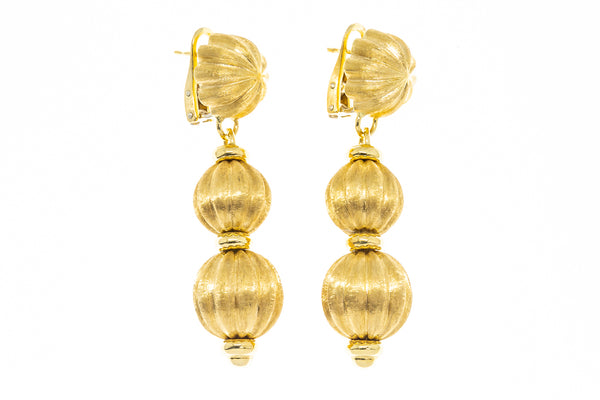 Chiampesan Balloon Drop Florentine 18K 750 Yellow Gold Drop Earrings