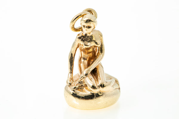 Vintage BH Benhard Hertz Mermaid Sitting Women 14k 585 Yellow Gold Charm Pendant