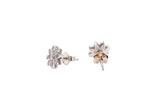 Diamond Pave Flower Kids Cluster Studs 925 Sterling Silver Pair of Earrings