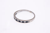 Shane Co 3mm Diamond & Sapphire Half Eternity Band 14K 585 White Gold Ring Sz 7