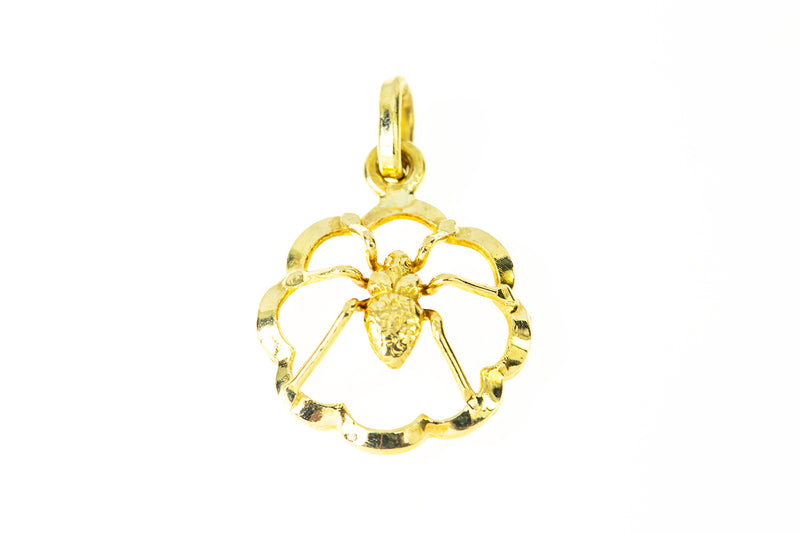 Insect Spider Italian 18k 750 Yellow Gold Charm Pendant