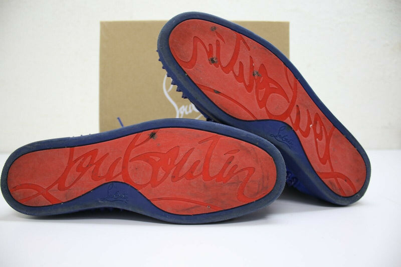 Christian Louboutin, Shoes, Christian Louis Vuitton Mens Shoes 75 Blue  Sued Red Bottoms