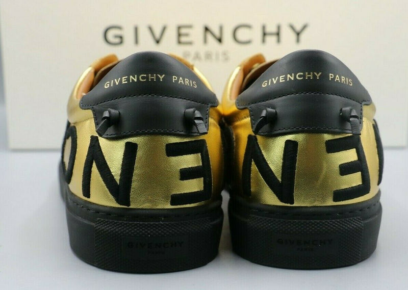 Givenchy Men's Gold and Black Leather Urban Street Logo Sneaker Size 10/43