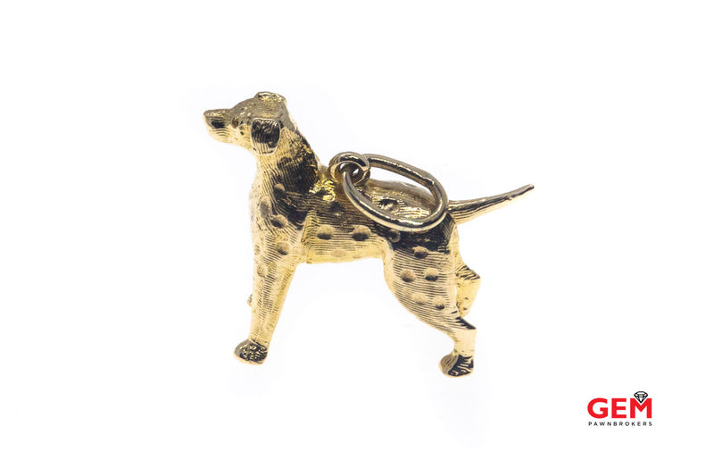 Dalmatian Dog Pet Animal Solid 14K 585 Yellow Gold Charm Pendant