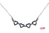 Convertible Heart Collapsible 14k Sapphire Diamond Necklace 585 Solid White Gold