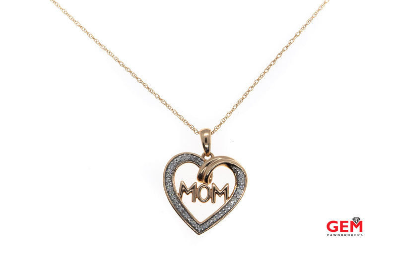 JWBR Kay Jewelers Love Mom Diamond Heart 10K 417 Rose Gold 18" Necklace