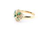 Marquise Emerald & Diamond Cocktail Cluster 18k 750 Yellow Gold Ring