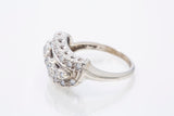 Art Deco Diamond Cocktail 14k 585 White Gold Cluster Ring Size 7.5
