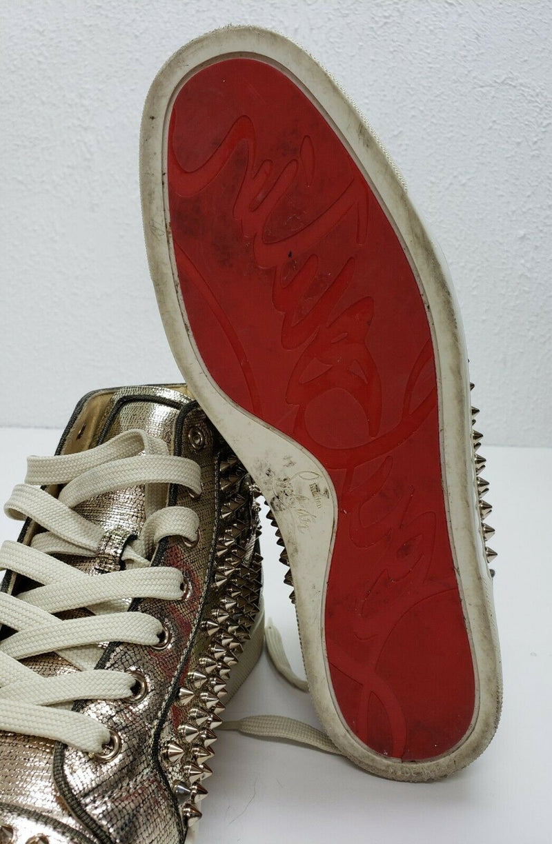 Christian Louboutin Louis Orlato Suede Spikes Red Sneakers New